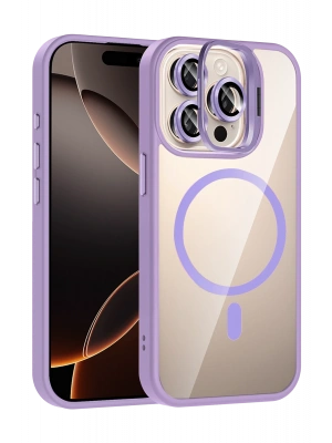 Joko Apple iPhone 14 Pro Max Remim Lensli Magsafe Standlı Kapak - Lila