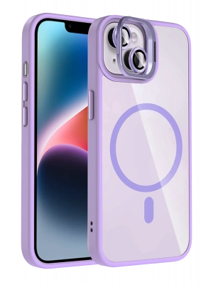 Joko Apple iPhone 14 Remim Lensli Magsafe Standlı Kapak - Lila