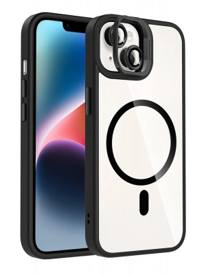 Joko Apple iPhone 15 Plus Remim Lensli Magsafe Standlı Kapak - Siyah