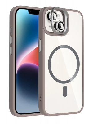 Joko Apple iPhone 15 Plus Remim Lensli Magsafe Standlı Kapak - Titan Gri