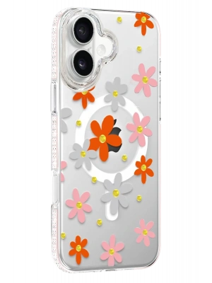 Joko Apple iPhone 16 Floral Magsafe Kapak - Turuncu