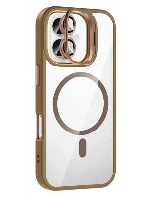 Joko Apple iPhone 16 Plus Remim Lensli Magsafe Standlı Kapak - Kahverengi