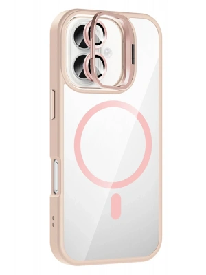 Joko Apple iPhone 16 Plus Remim Lensli Magsafe Standlı Kapak - Pembe