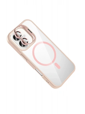 Joko Apple iPhone 16 Plus Remim Lensli Magsafe Standlı Kapak - Pembe