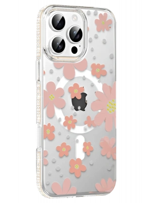 Joko Apple iPhone 16 Pro Max Floral Magsafe Kapak - Pembe