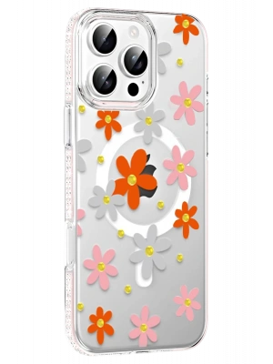 Joko Apple iPhone 16 Pro Max Floral Magsafe Kapak - Turuncu