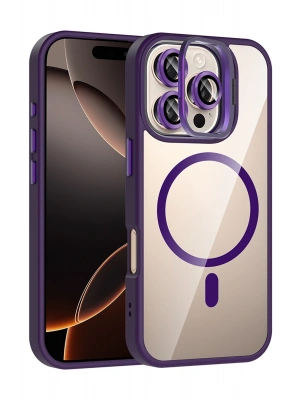 Joko Apple iPhone 16 Pro Remim Lensli Magsafe Standlı Kapak - Derin Mor