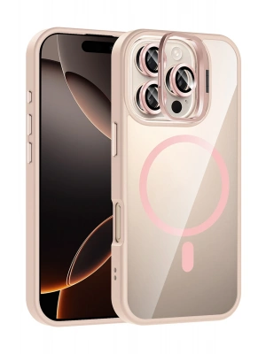 Joko Apple iPhone 16 Pro Remim Lensli Magsafe Standlı Kapak - Pembe