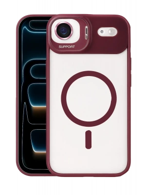 Joko Apple iPhone 17 Air Remim Lensli Magsafe Standlı Kapak - Bordo