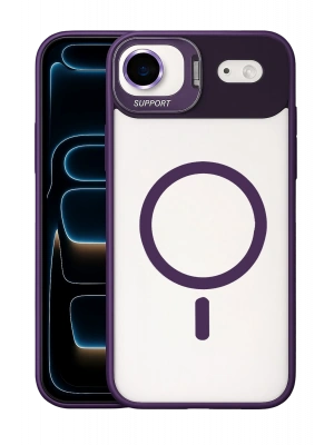 Joko Apple iPhone 17 Air Remim Lensli Magsafe Standlı Kapak - Derin Mor