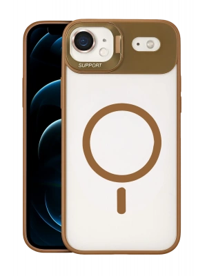Joko Apple iPhone 17 Air Remim Lensli Magsafe Standlı Kapak - Kahverengi