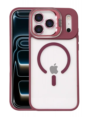 Joko Apple iPhone 17 Pro Max Remim Lensli Magsafe Standlı Kapak - Bordo