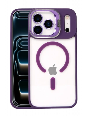 Joko Apple iPhone 17 Pro Max Remim Lensli Magsafe Standlı Kapak - Derin Mor