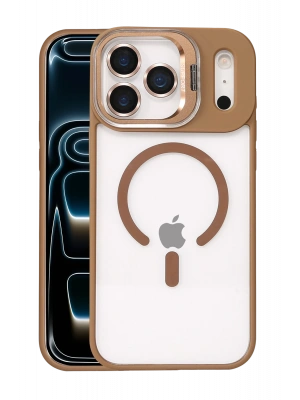 Joko Apple iPhone 17 Pro Remim Lensli Magsafe Standlı Kapak - Kahverengi