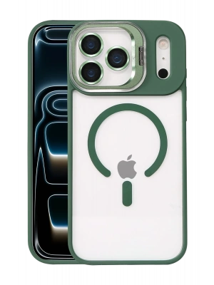 Joko Apple iPhone 17 Pro Remim Lensli Magsafe Standlı Kapak - Koyu Yeşil