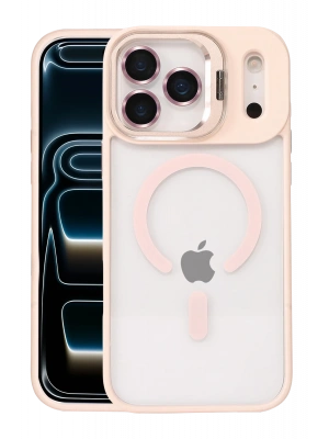 Joko Apple iPhone 17 Pro Remim Lensli Magsafe Standlı Kapak - Pembe