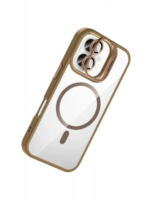 Joko Apple iPhone 17 Remim Lensli Magsafe Standlı Kapak - Kahverengi