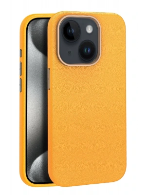 Joko iPhone 15 Kılıf Wonder Deri Magsafe Kapak - Turuncu