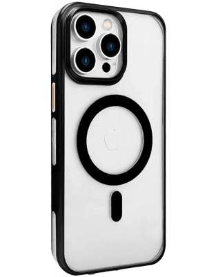 Joko iPhone 15 Pro Gleam PC Sert Magsafe Kılıf - Şeffaf-Siyah