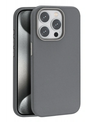 Joko iPhone 15 Pro Kılıf Wonder Deri Magsafe Kapak - Titan Gri