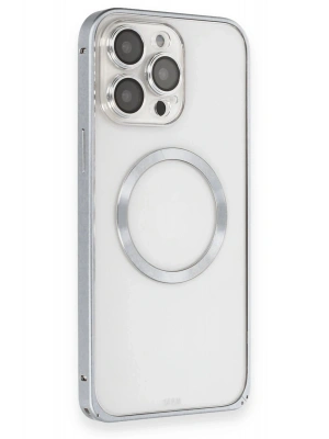 Joko iPhone 15 Pro Max Kılıf Metal Bumper Magneticsafe Kapak - Gri