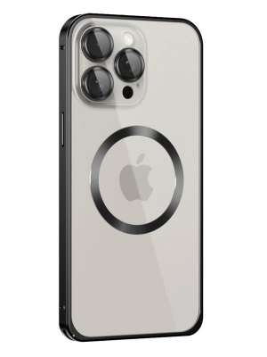 Joko iPhone 15 Pro Max Kılıf Metal Bumper Magneticsafe Kapak - Siyah