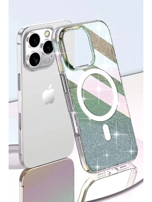 Joko iPhone 15 Pro Max Rasasi Simli Magsafe Kapak - Şeffaf