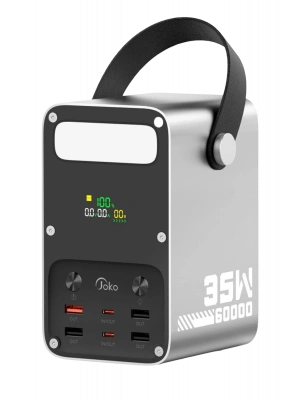 Joko J51 60.000 mAh Dijital Sarj Göstergeli Led Işıklı 35W PD Powerbank - Gümüş