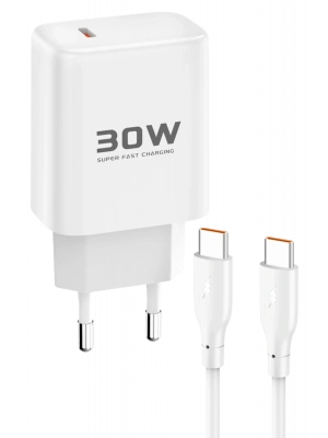 Joko JK89 30W Type-C Çıkışlı Ekstra DC67 1M Type-C to Type-C Kablolu PD Şarj Cihazı - Beyaz