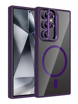Joko Samsung Galaxy S23 Ultra Remim Lensli Magsafe Standlı Kapak - Derin Mor