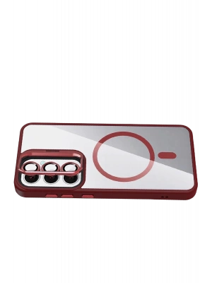 Joko Samsung Galaxy S24 FE Remim Lensli Magsafe Standlı Kapak - Bordo