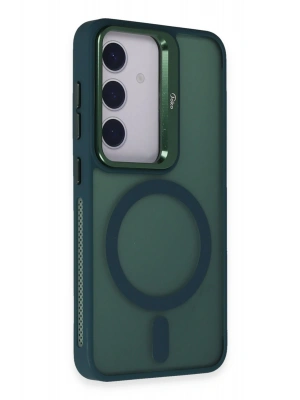 Joko Samsung Galaxy S24 Flet Lens Magsafe Kapak - Koyu Yeşil