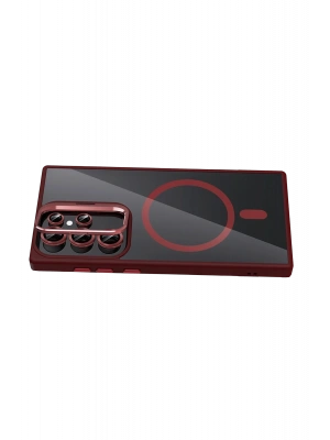 Joko Samsung Galaxy S24 Ultra Remim Lensli Magsafe Standlı Kapak - Bordo