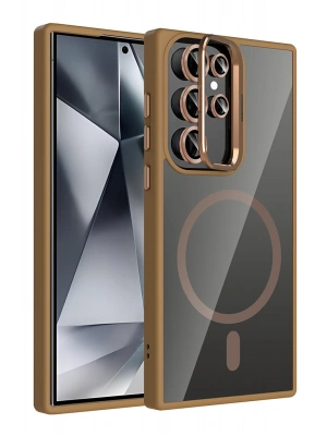 Joko Samsung Galaxy S24 Ultra Remim Lensli Magsafe Standlı Kapak - Kahverengi