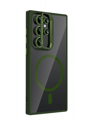 Joko Samsung Galaxy S24 Ultra Remim Lensli Magsafe Standlı Kapak - Koyu Yeşil
