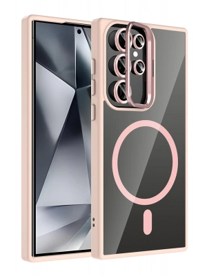 Joko Samsung Galaxy S24 Ultra Remim Lensli Magsafe Standlı Kapak - Pembe