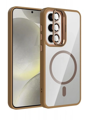 Joko Samsung Galaxy S25 FE Remim Lensli Magsafe Standlı Kapak - Kahverengi