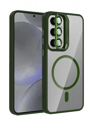 Joko Samsung Galaxy S25 Remim Lensli Magsafe Standlı Kapak - Koyu Yeşil