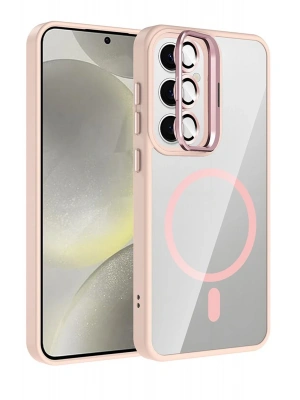 Joko Samsung Galaxy S25 Remim Lensli Magsafe Standlı Kapak - Pembe