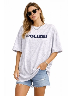 Kadın Asit Yıkamalı Oversize Tişört ön ve Arkası Baskılı %100 Pamuk Street Style T-Shirt - Beyaz