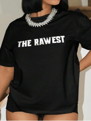 Kadın Baskılı Oversize T-shirt - Siyah