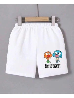 Kadın Beli Lastikli Baskılı Mini Şort - Beyaz