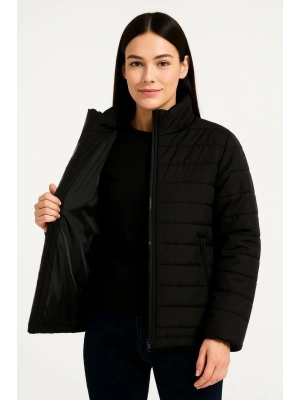 Kadın Bomber Mont Ceket – Su İtici Kumaş, Kapitone Astarlı, Fermuarlı, Kışlık - Siyah