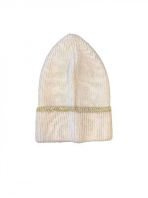 Kadın Dokuma Simli Triko Bere - Beyaz