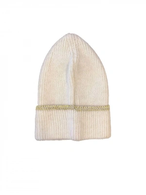 Kadın Dokuma Simli Triko Bere - Beyaz