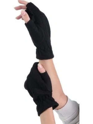 Kadın Kısa Parmaksız Triko Eldiven - Siyah