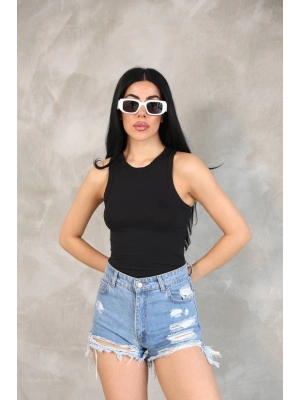 Kadın Kolsuz Badi bluz - Siyah