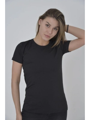 Kadın Omuz Fileli Slim Fit T-shirt - Siyah