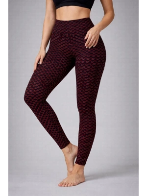 Kadın Yüksek Bel Toparlayıcı Likralı Büzgülü Tayt - Kırmızı