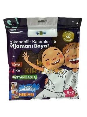 Kalem Hediyeli Boyanabilir Pijama 6-7 Yaş